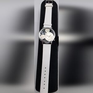Micky Mouse White Strap Silver Dial Fashion Watch